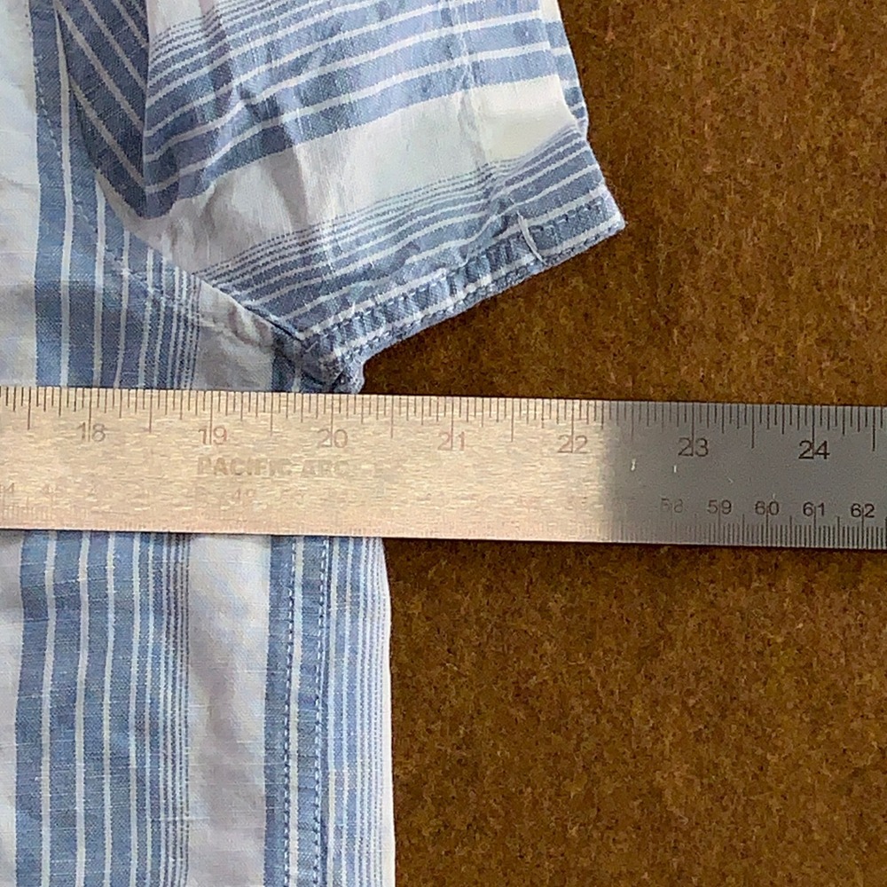Madewell Mens Small Blue Striped Linen Cotton Short Sleeve Button Up Shirt NWT - Picture 6 of 10